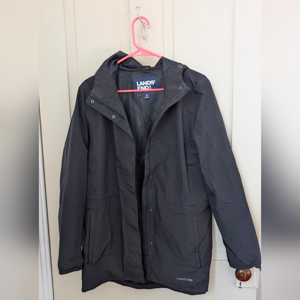 Lands' End Women's Squall Packable Waterproof Raincoat Size M